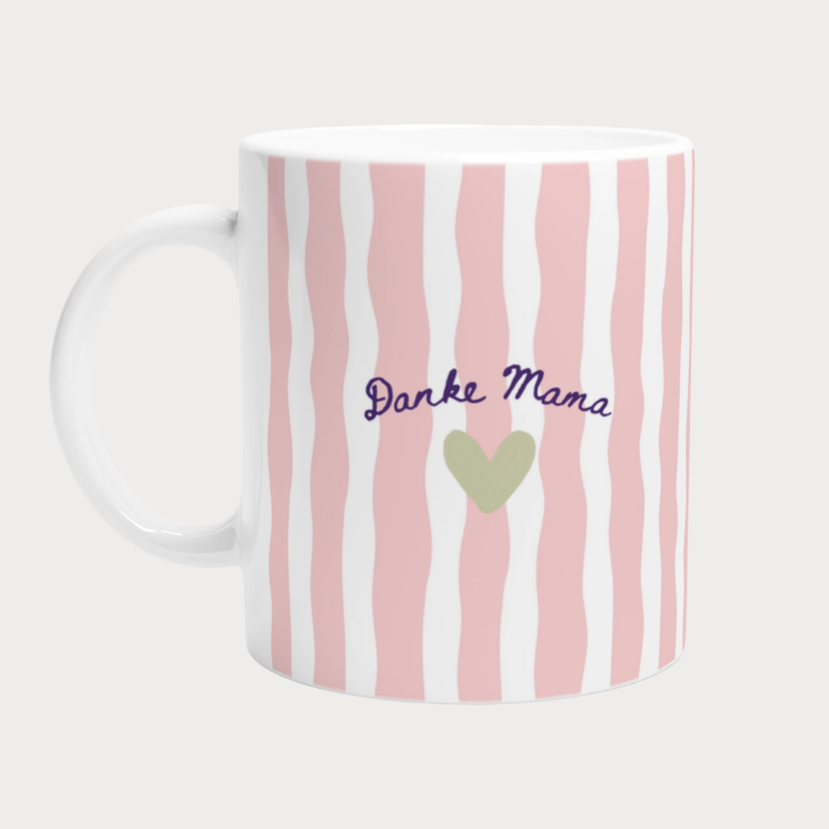 Danke Mama Tasse | Rosa Streifen mit Herz