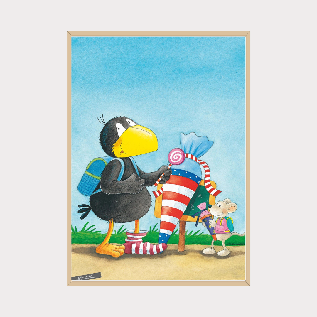 Poster Der kleine Rabe Socke mit der Schultüte