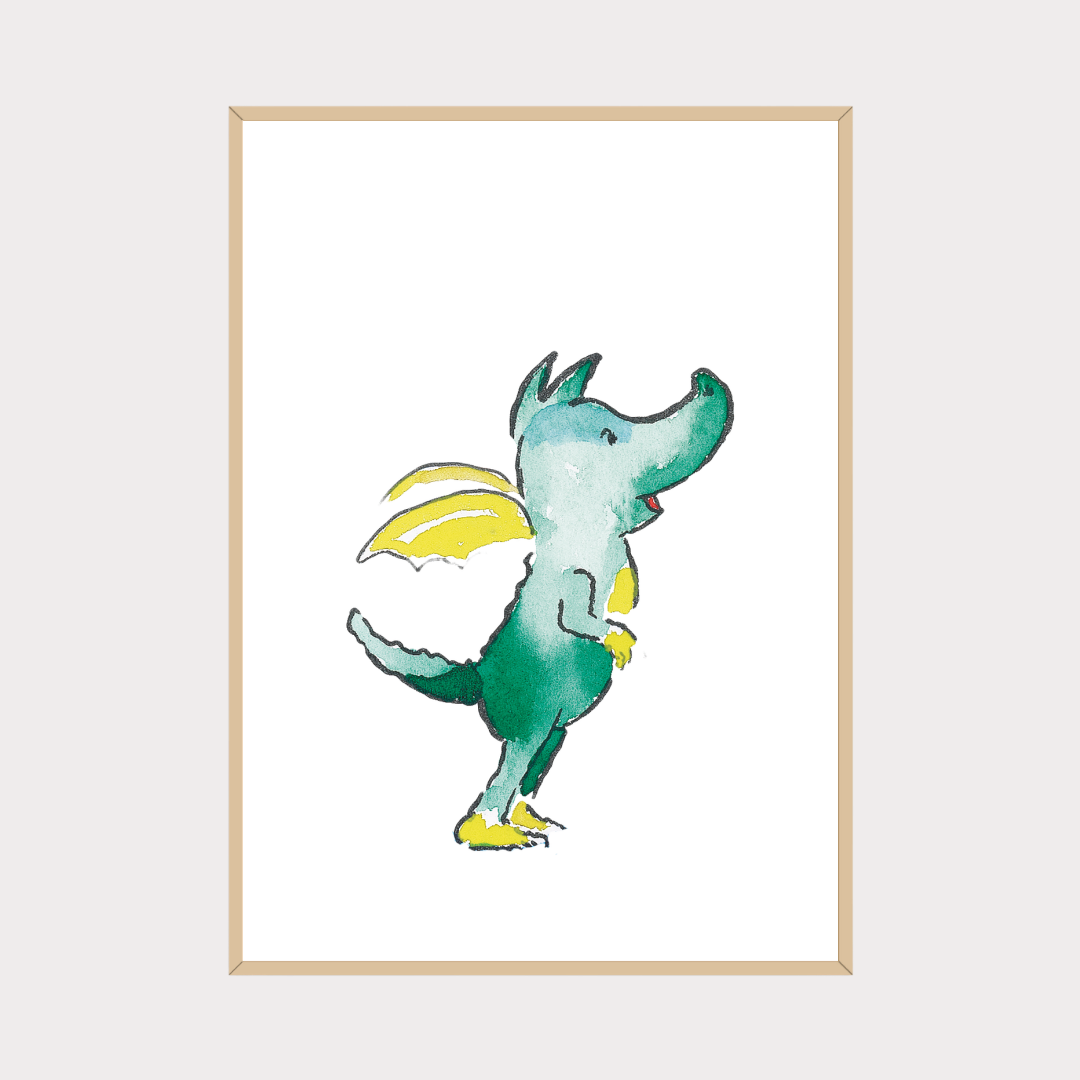 Tabaluga Poster Drache guckt nach oben – Stolzes Kinderzimmer Wandbild