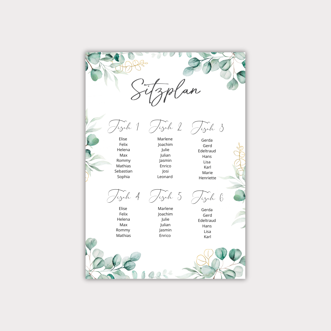 Hochzeit Sitzplan Eukalyptus (Download)