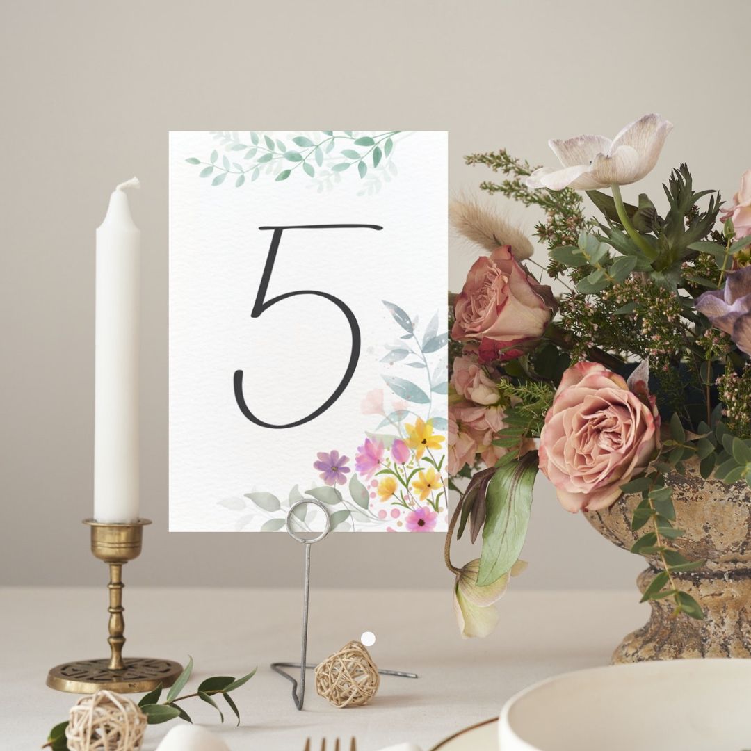 Tischnummern Pastell Blumen